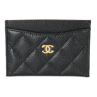 Chanel Black Quilted Caviar Card Case