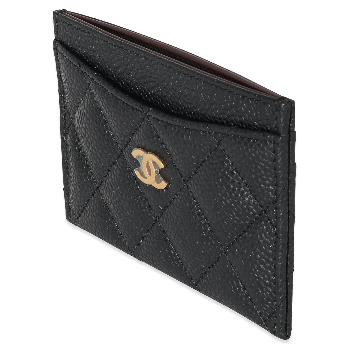 Chanel Black Quilted Caviar Card Case