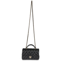 Chanel Black Quilted Lambskin Mini Top Handle Rectangular Flap