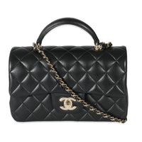 Chanel Black Quilted Lambskin Mini Top Handle Rectangular Flap