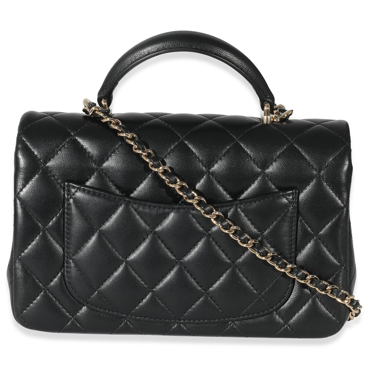 Chanel Black Quilted Lambskin Mini Top Handle Rectangular Flap