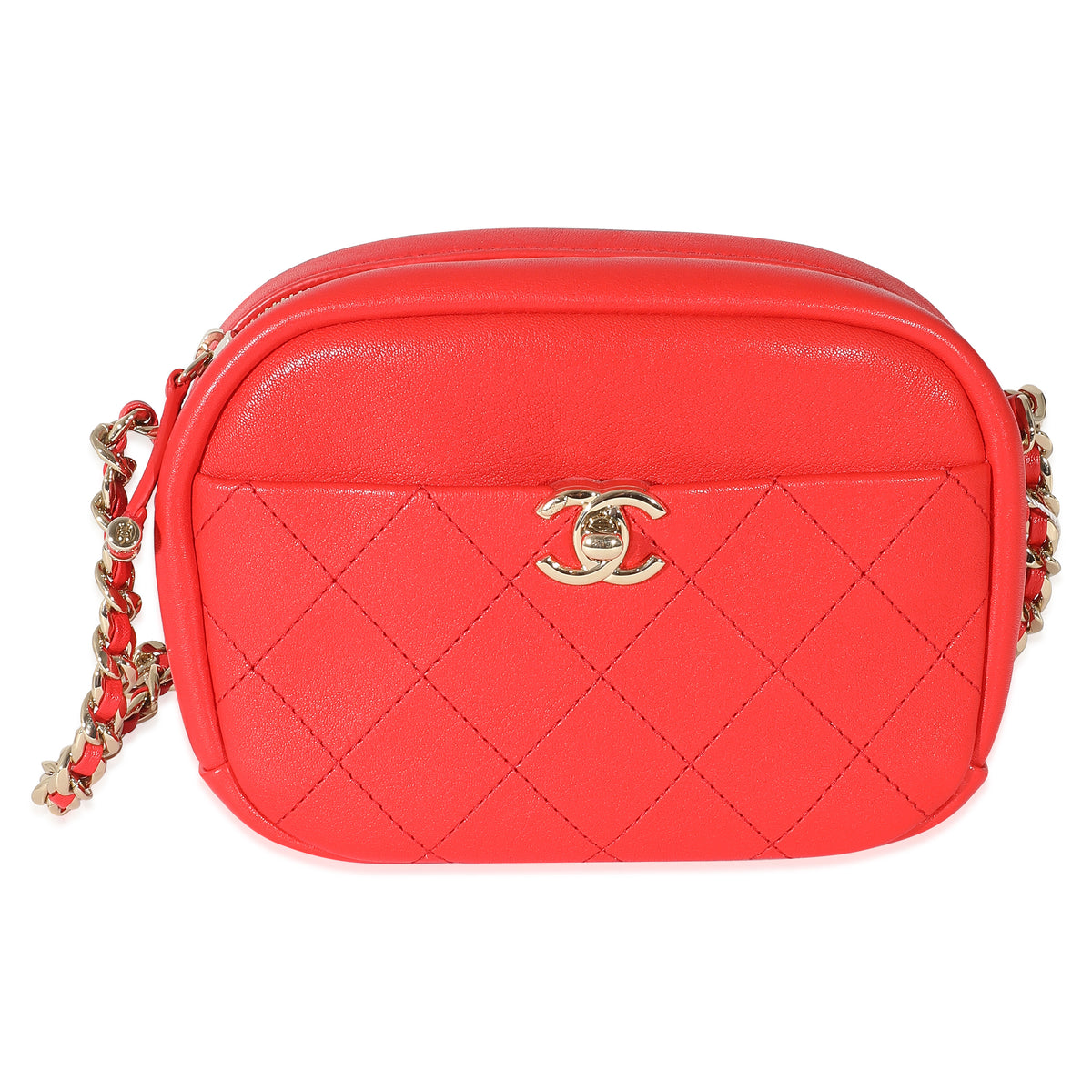 Chanel Casual Trip Messenger Bag Quilted Lambskin Mini Red