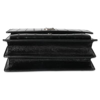 Saint Laurent Black Glossy Eelskin Medium Monogram Sunset Bag