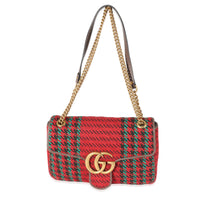 Gucci Multicolor Houndstooth Wool Small GG Marmont Shoulder Bag