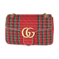 Gucci Multicolor Houndstooth Wool Small GG Marmont Shoulder Bag