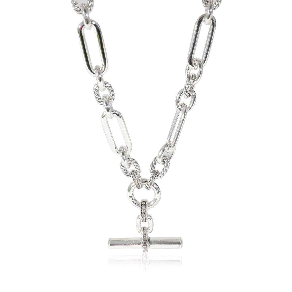 David Yurman Lexington Necklace in Sterling Silver 0.34 CTW