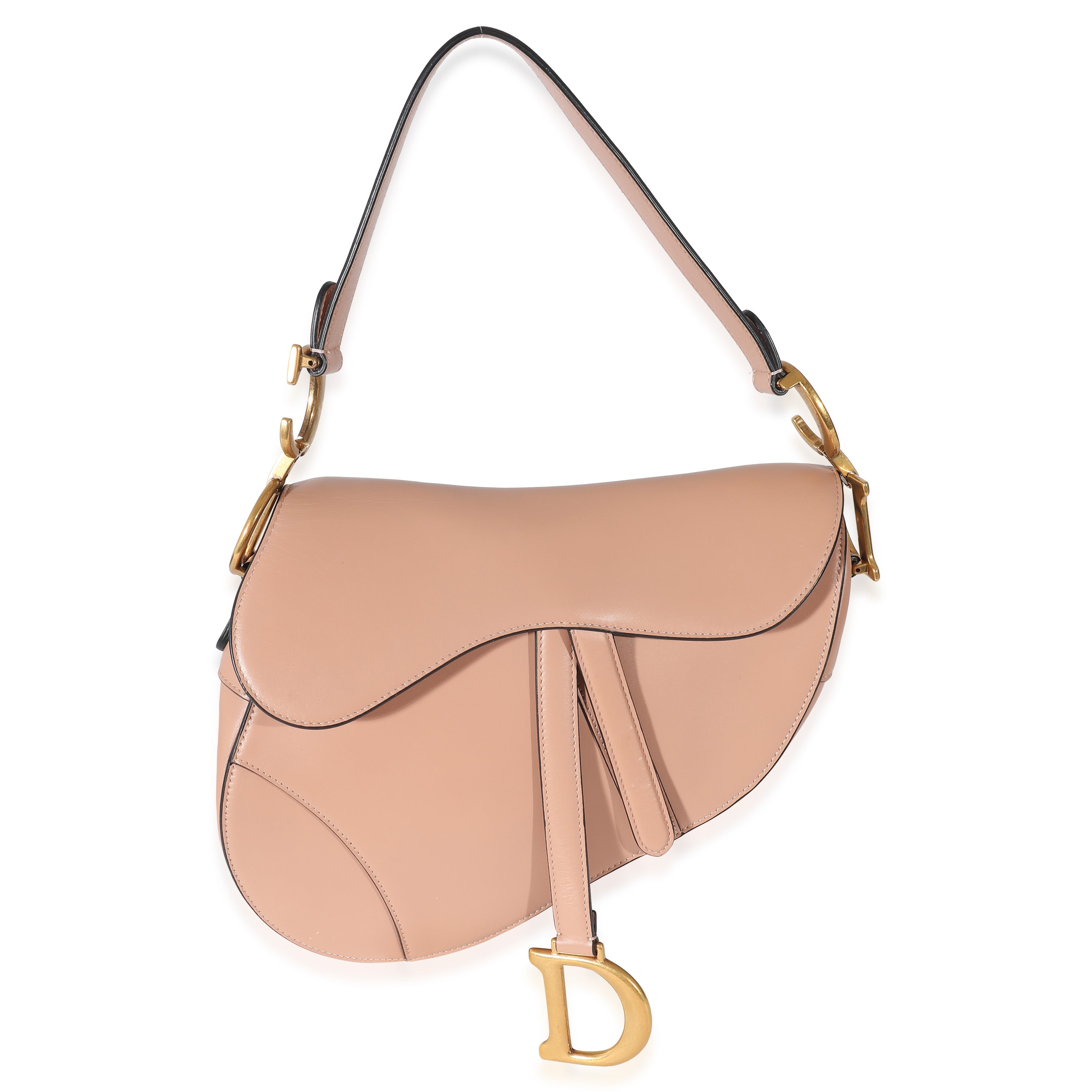 Dior - Mini Saddle Bag with Strap Antique Pink Smooth Calfskin - Women