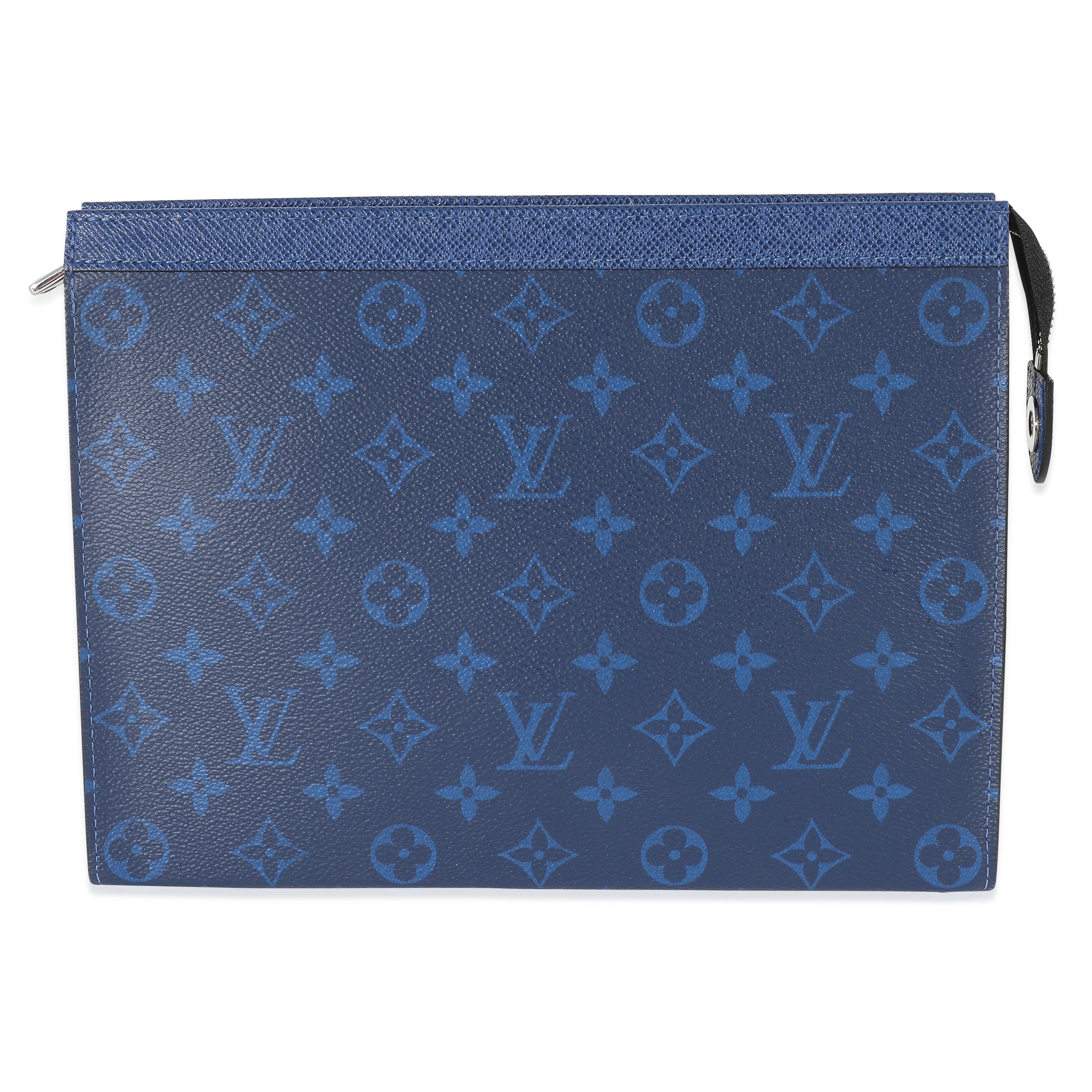 L23100004 Louis Vuitton Pochette Voyage MM Blue Monogram Taigarama V7M –  KimmieBBags LLC