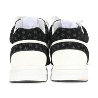 Chanel 22A Black White Printed Suede Calfskin CC All Over Sneaker 44 