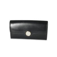 Hermès Vintage Black Box Logo Plate Flap Clutch