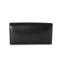 Hermès Vintage Black Box Logo Plate Flap Clutch