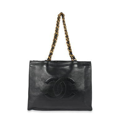 Chanel Vintage Black Lambskin CC Chain Tote