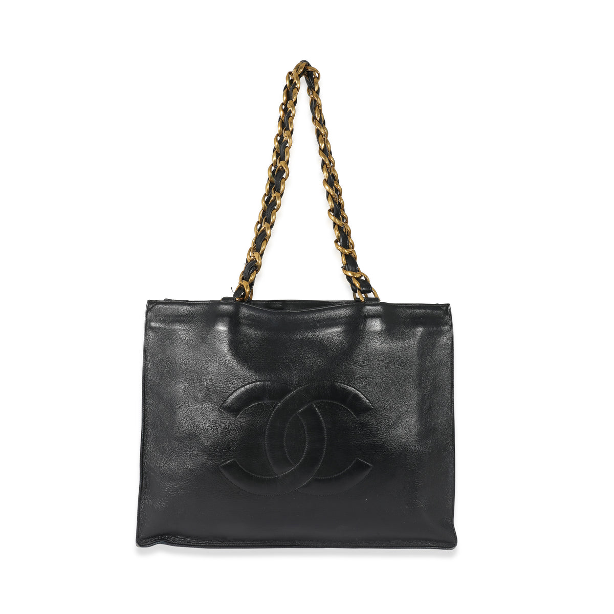 Chanel Vintage Black Lambskin CC Chain Tote