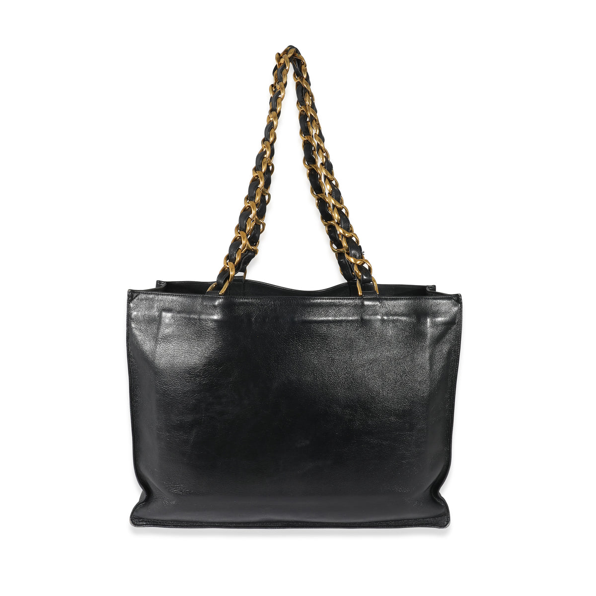 Chanel Vintage Black Lambskin CC Chain Tote