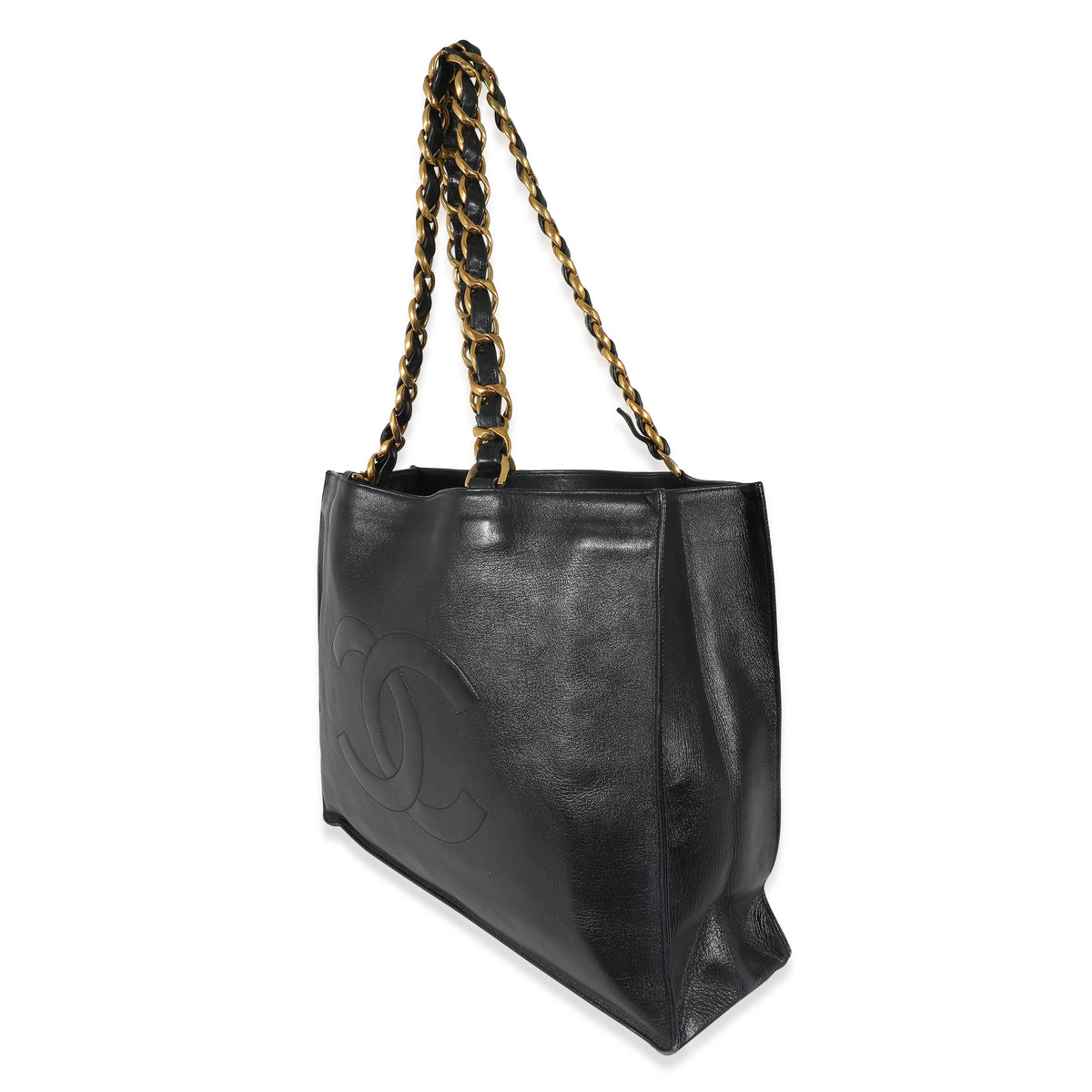 Chanel Vintage Black Lambskin CC Chain Tote