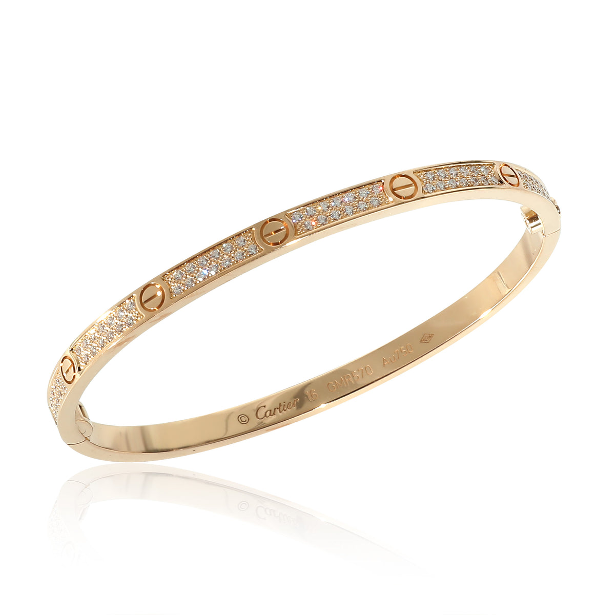 Cartier Pave Diamond Love Bracelet Small Model Yellow Gold