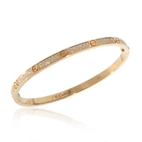 Cartier Pave Diamond Love Bracelet, Small Model (Yellow Gold)