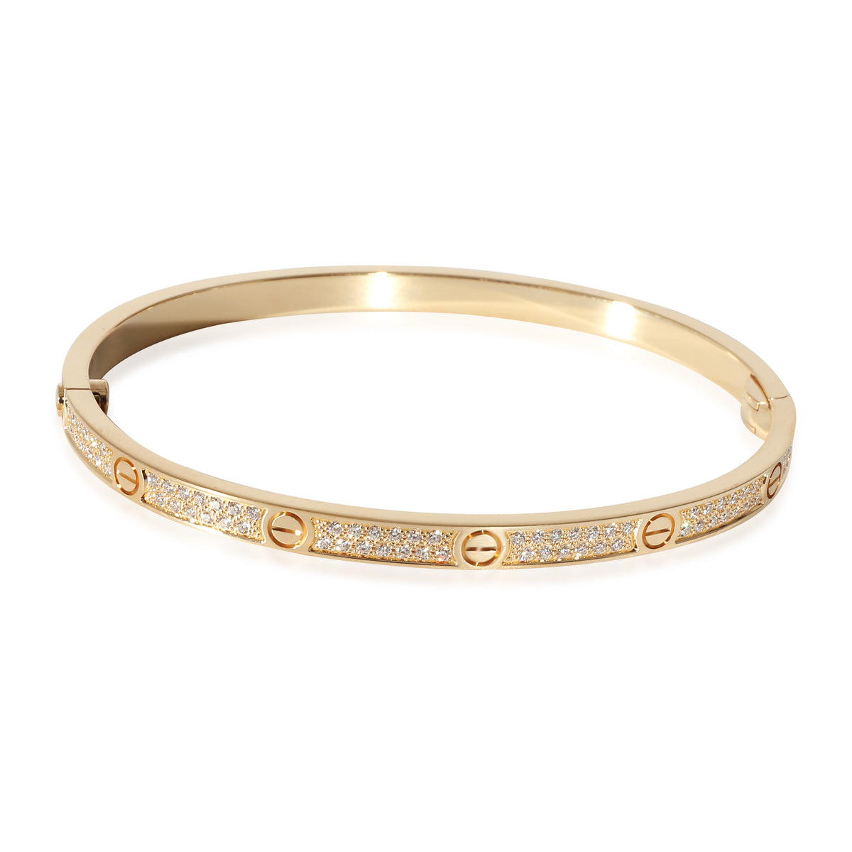 Cartier Pave Diamond Love Bracelet, Small Model (Yellow Gold)