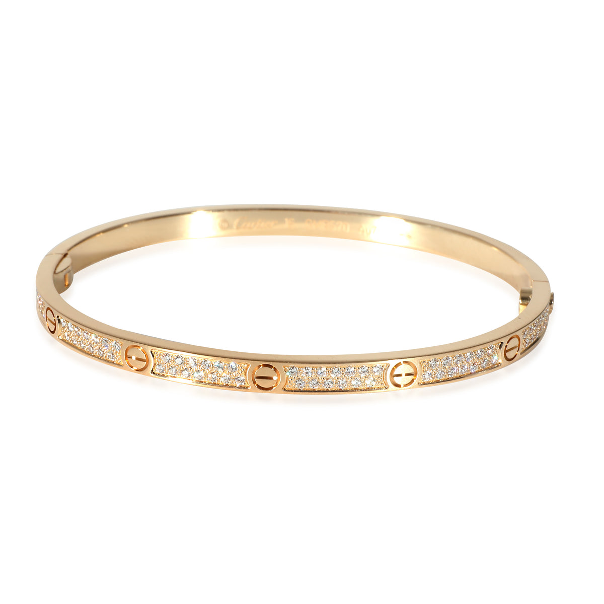 Cartier Pave Diamond Love Bracelet, Small Model (Yellow Gold)