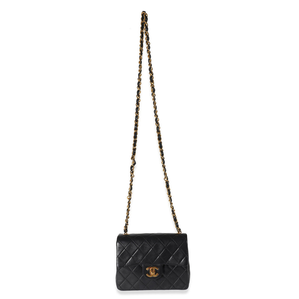 Chanel Vintage Black Lambskin Classic Mini Square Flap Bag