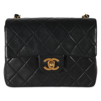 Chanel Vintage Black Lambskin Classic Mini Square Flap Bag