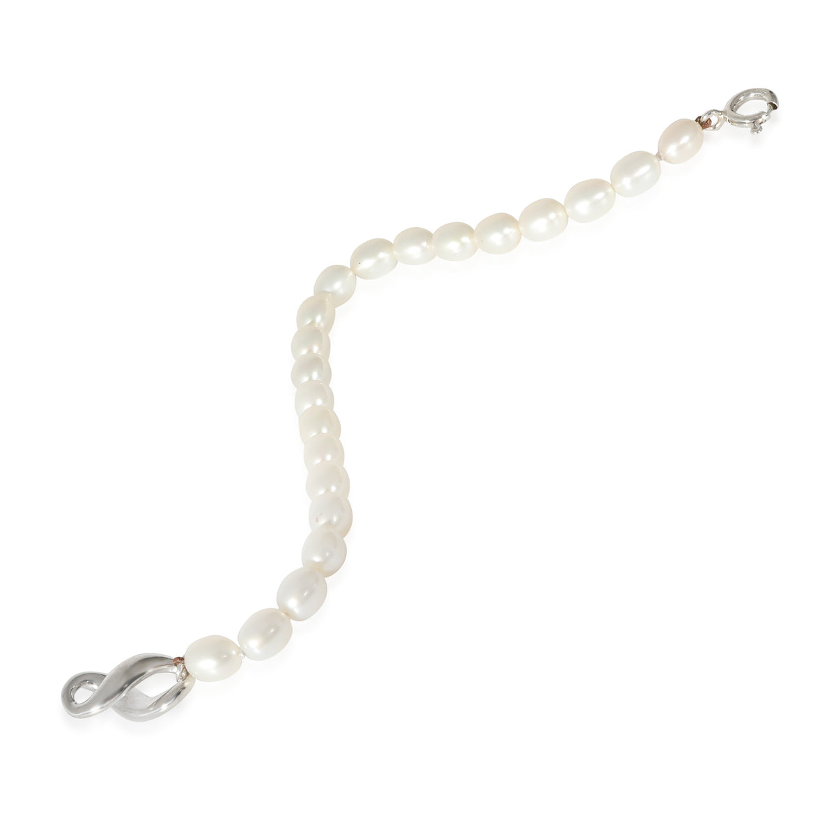 Tiffany & Co. Fresh Water Infinity Clasp Pearl Bracelet in Sterling Silver