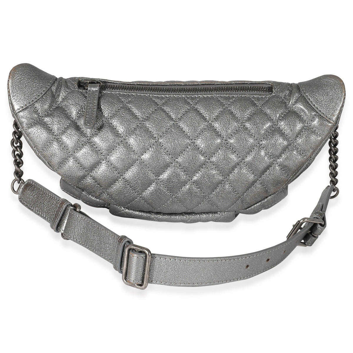 Chanel Silver Metallic Calfskin Banane Waist Bag myGemma CH Item 134703