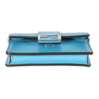 Fendi Blue Leather Micro Flat Baguette