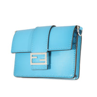 Fendi Blue Leather Micro Flat Baguette