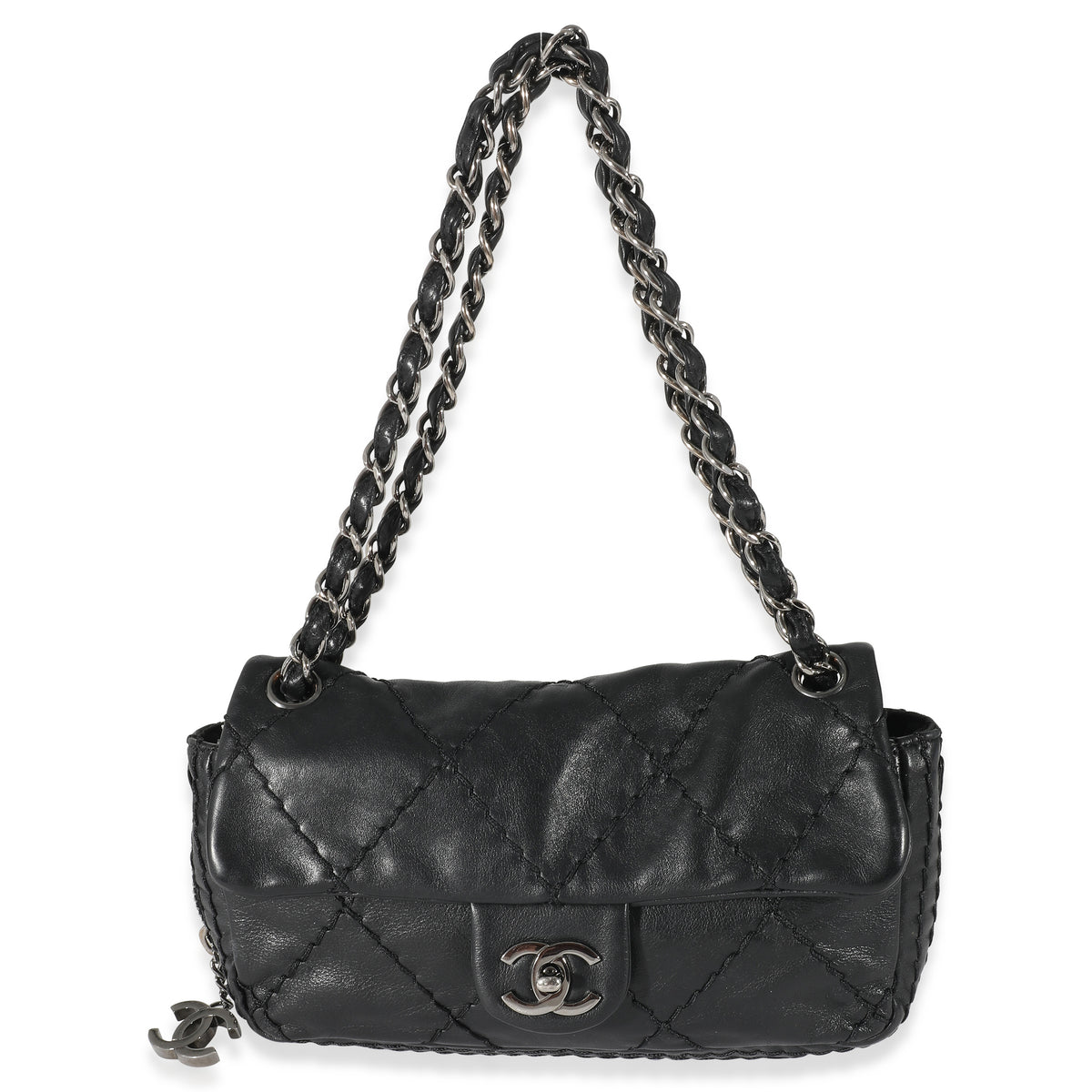 Chanel Black Quilted Calfskin Expandable Flap Bag