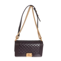 Chanel Dark Purple Quilted Lambskin Medium Boy Bag