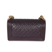 Chanel Dark Purple Quilted Lambskin Medium Boy Bag