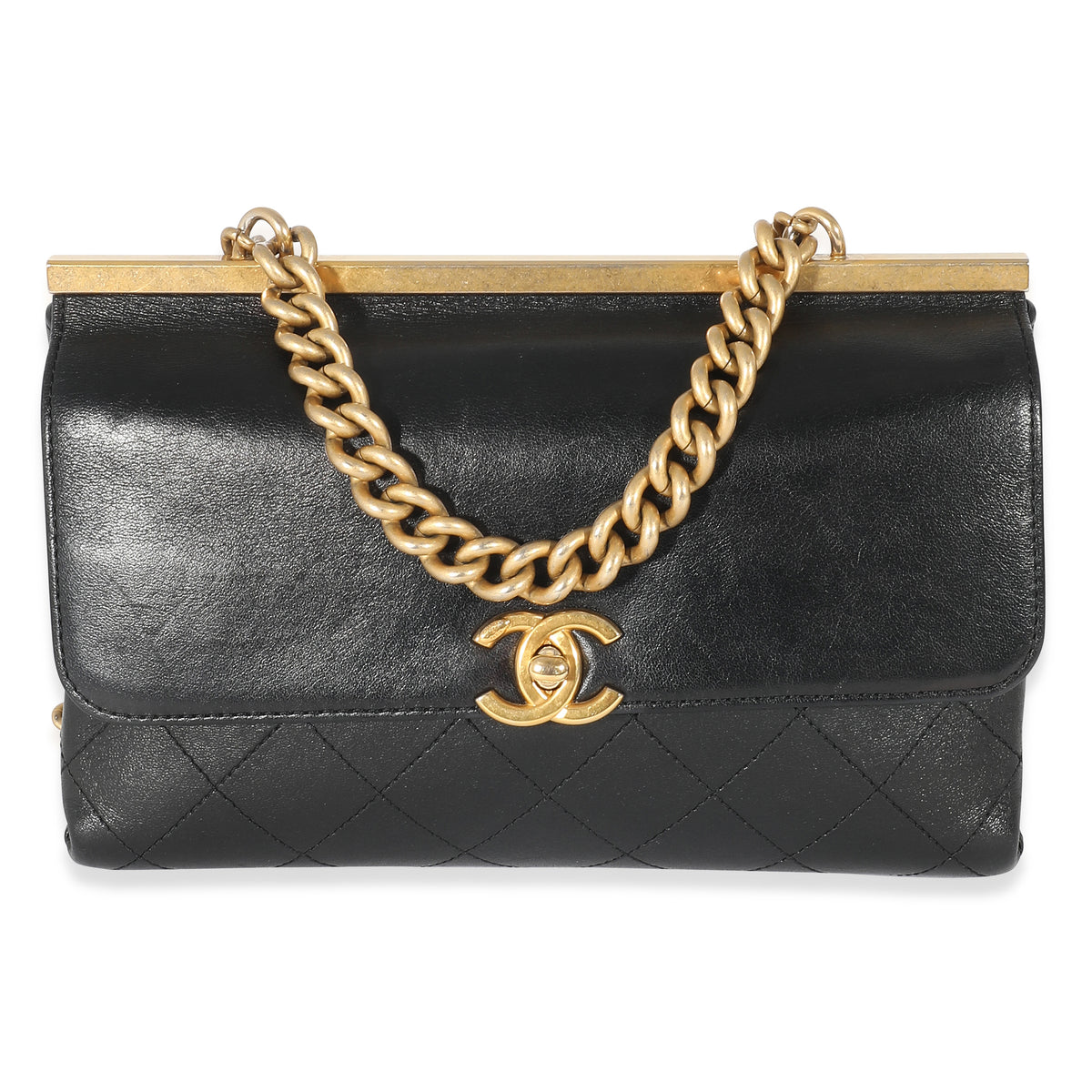 Chanel Black Lambskin Stitched Medium Coco Luxe Flap Bag myGemma Item 134735