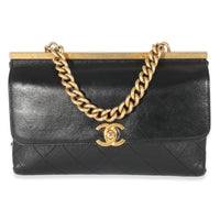 Chanel Black Lambskin Stitched Medium Coco Luxe Flap Bag