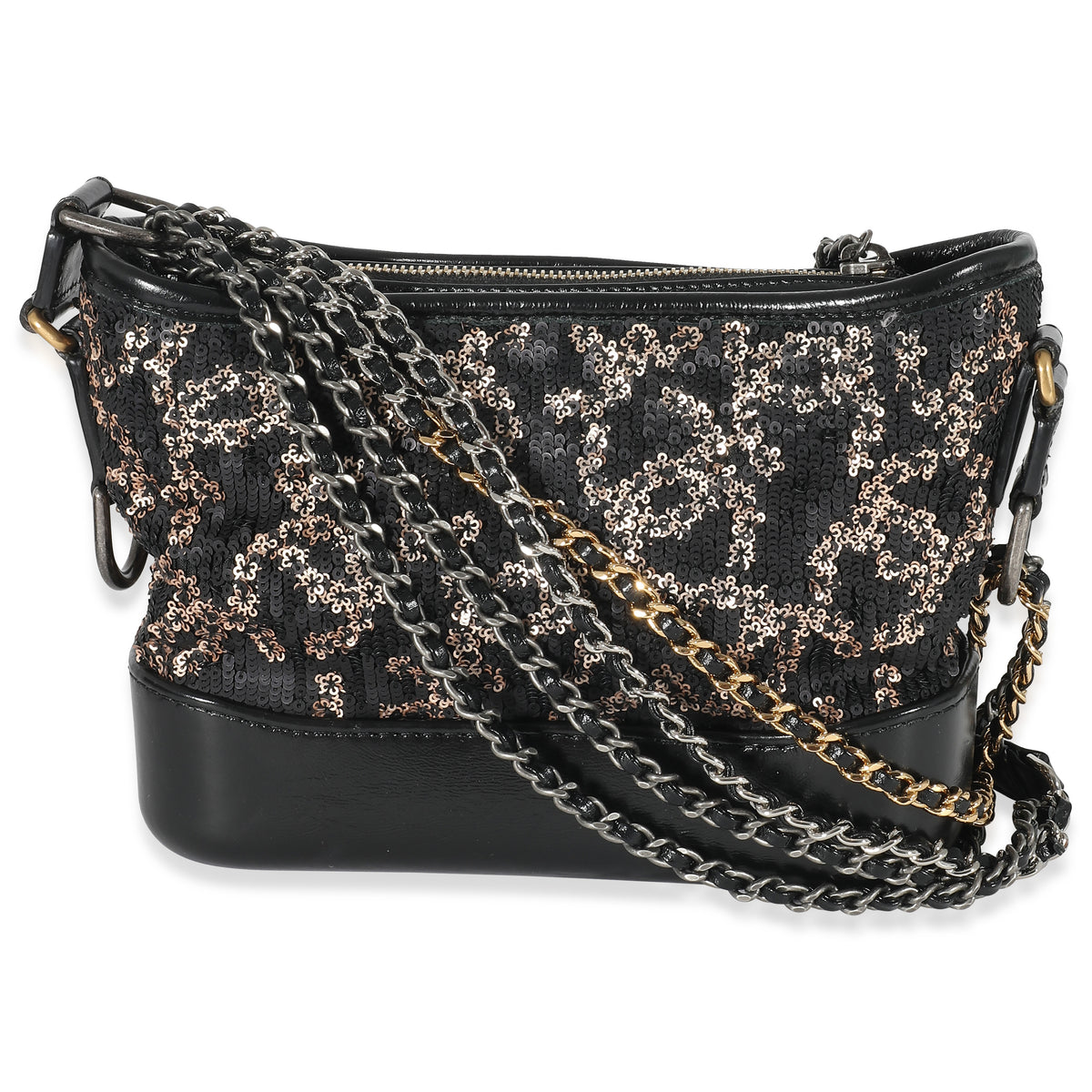 Chanel Black Pink CC Sequin Mini Gabrielle Hobo