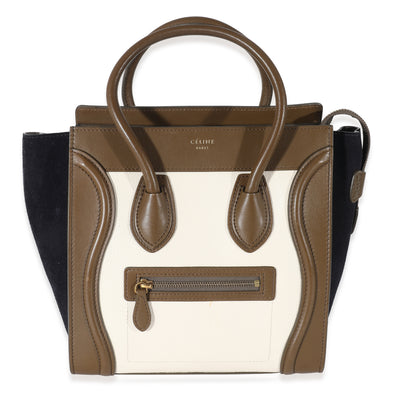 Celine Suede Leather Tricolor Micro Luggage Tote