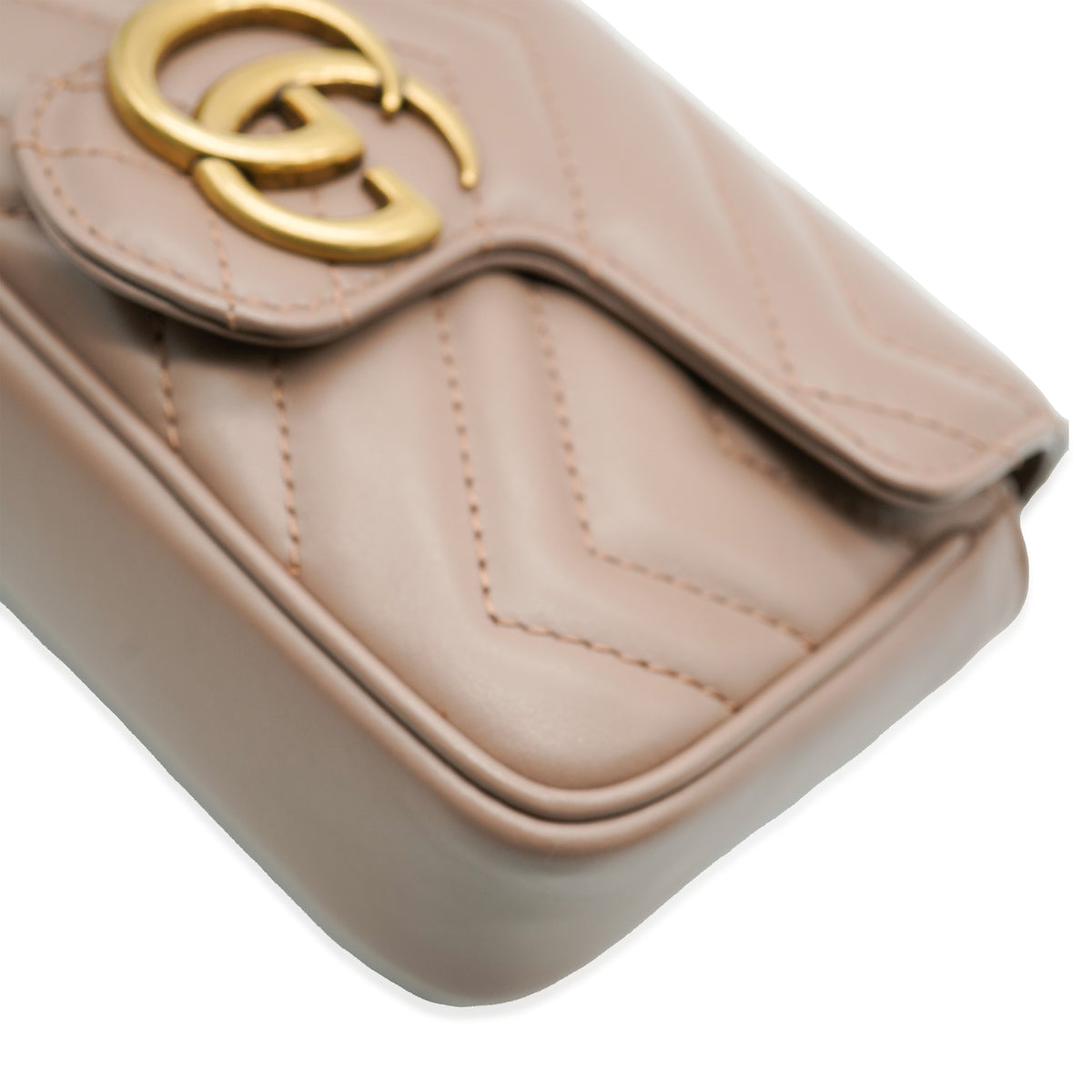 Gucci Beige Leather Super Mini GG Marmont