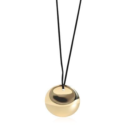 Tiffany & Co. Elsa Peretti Round Pendant in 18K Yellow Gold on a Black Silk Cord