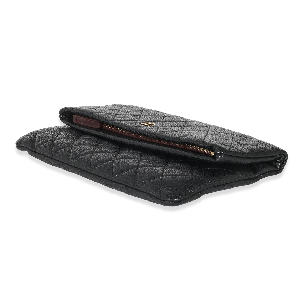 Chanel Black Quilted Caviar CC Flap Clutch