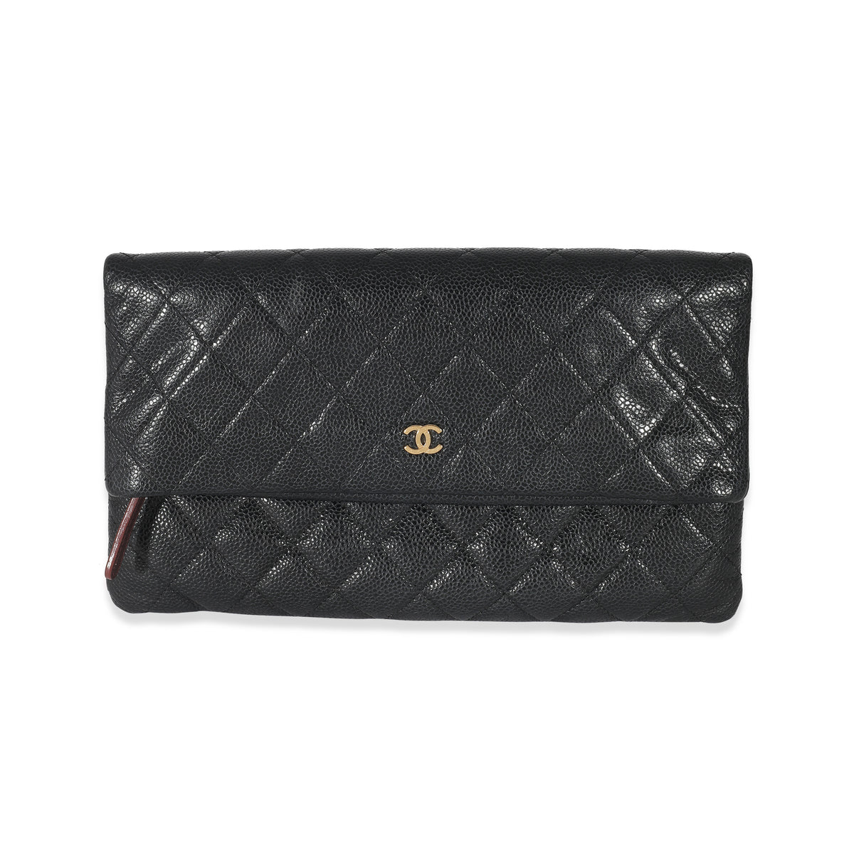 Chanel Black Quilted Caviar CC Flap Clutch