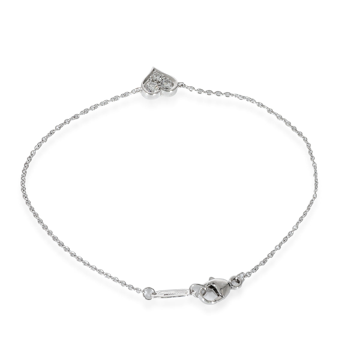 Tiffany & Co. 3 Stone Diamond Heart Bracelet in  Platinum 0.18 CTW