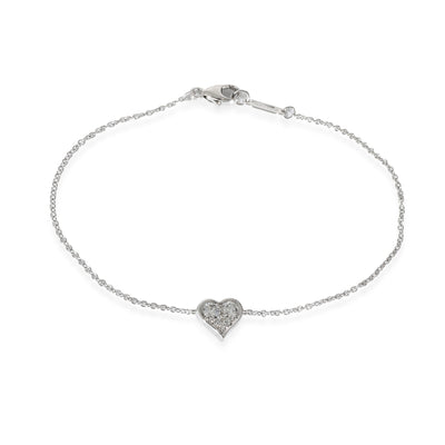 Tiffany & Co. 3 Stone Diamond Heart Bracelet in  Platinum 0.18 CTW