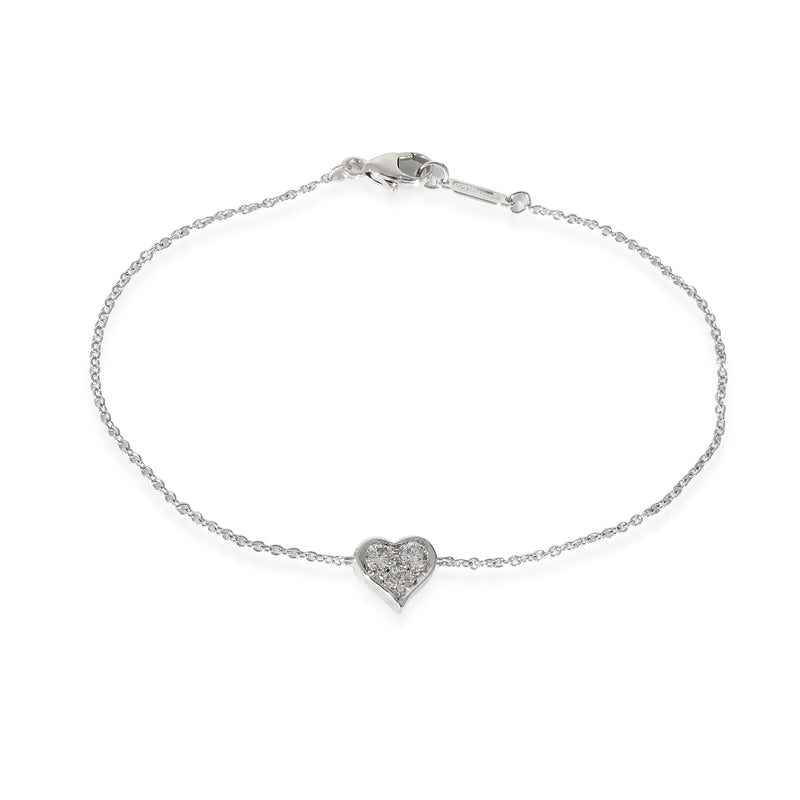 Tiffany & Co. 3 Stone Diamond Heart Bracelet in  Platinum 0.18 CTW