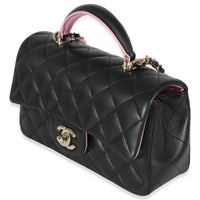 Chanel Bi-Color Quilted Lambskin Mini Top Handle Rectangular Flap