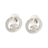 Silver Tone Chanel 2021 CC Strass Earrings