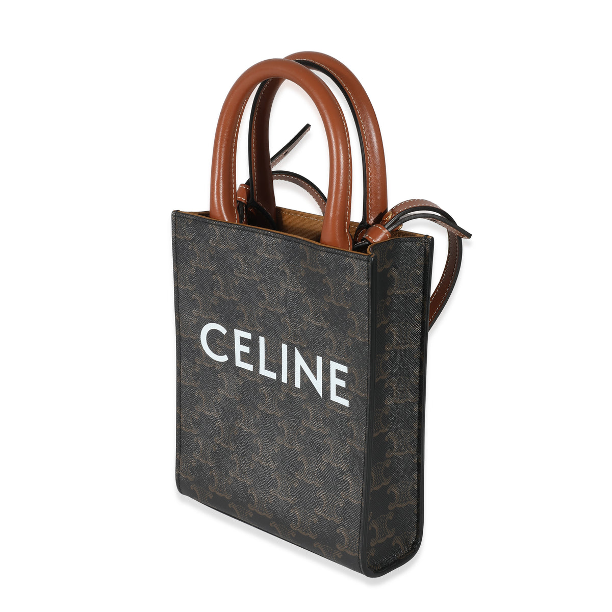 Celine Vertical Cabas Tote, Canvas with Leather, Small