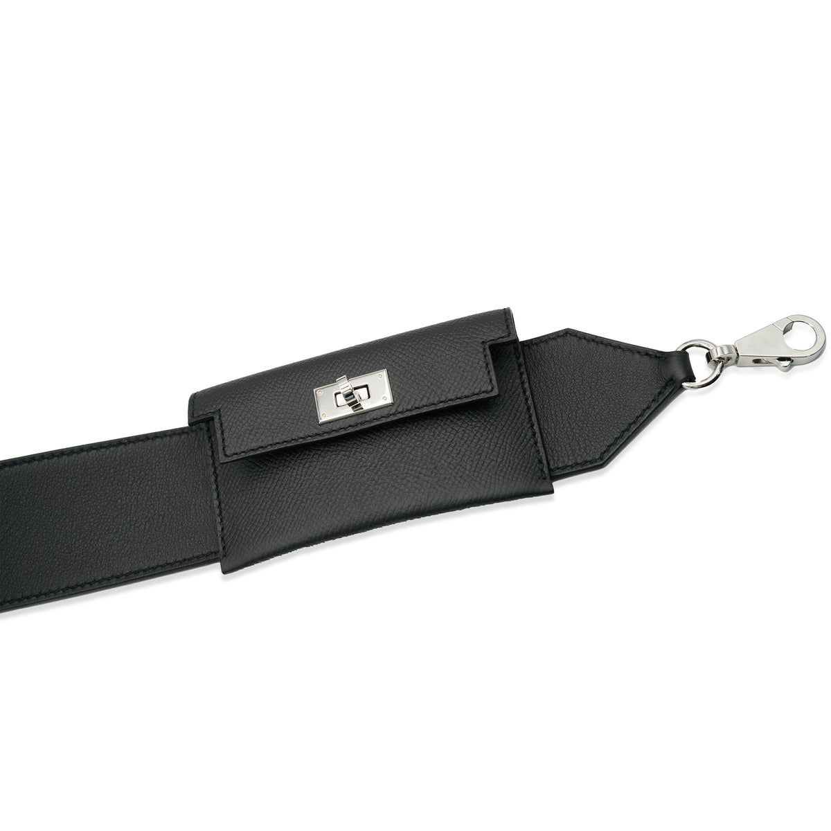 Hermès Black Swift Epsom Kelly Pocket Strap PHW