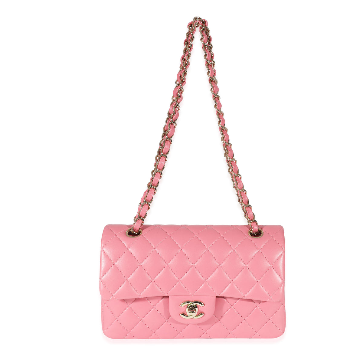 Chanel Pink Quilted Lambskin Small Classic Double Flap Bag