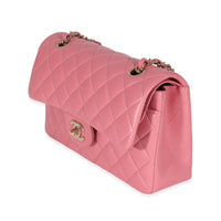 Chanel Pink Quilted Lambskin Small Classic Double Flap Bag