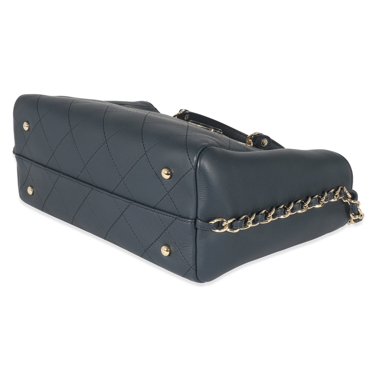 Chanel Navy Quilted Bullskin Shopping Tote